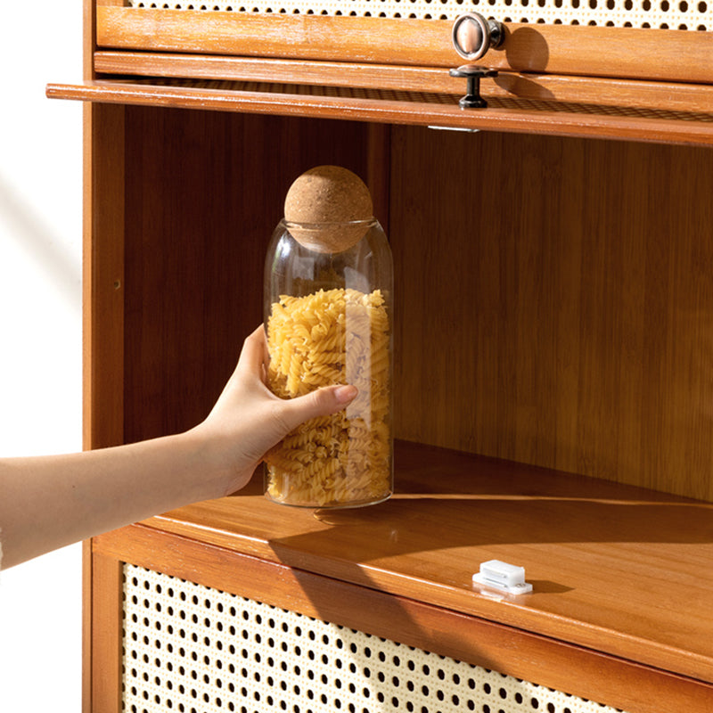 Mid-Century Modern Rectangle Cabinet with Wicker&Rattan Doors Clearhalo 'Cabinets & Chests' 'cabinets_chests' 'furn' 'furn_cabinets_chests' 'Furniture' 'Living Room Furniture' 6574237