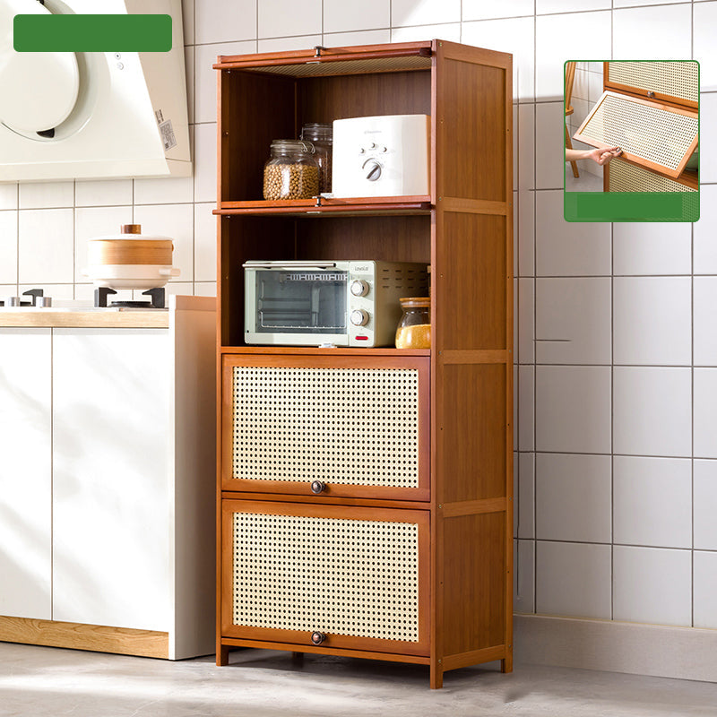 Mid-Century Modern Rectangle Cabinet with Wicker&Rattan Doors 23.6"L x 12.6"W x 55.1"H Clearhalo 'Cabinets & Chests' 'cabinets_chests' 'furn' 'furn_cabinets_chests' 'Furniture' 'Living Room Furniture' 6574242