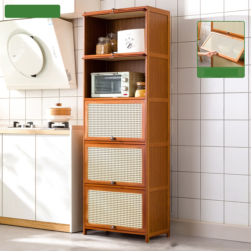 Mid-Century Modern Rectangle Cabinet with Wicker&Rattan Doors 23.6"L x 12.6"W x 67.7"H Clearhalo 'Cabinets & Chests' 'cabinets_chests' 'furn' 'furn_cabinets_chests' 'Furniture' 'Living Room Furniture' 6574247