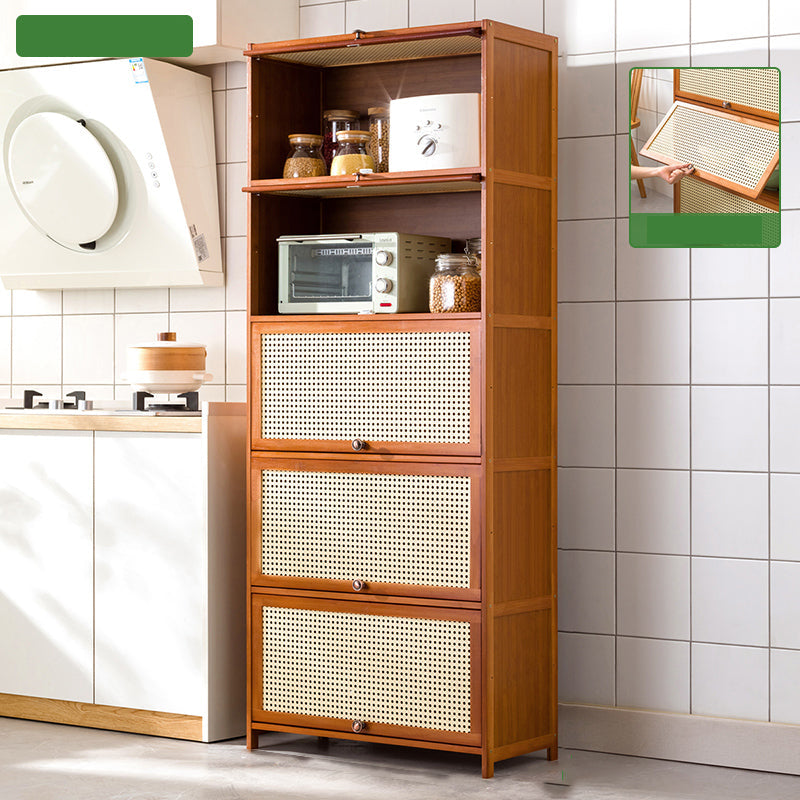 Mid-Century Modern Rectangle Cabinet with Wicker&Rattan Doors 27.6"L x 12.6"W x 67.7"H Clearhalo 'Cabinets & Chests' 'cabinets_chests' 'furn' 'furn_cabinets_chests' 'Furniture' 'Living Room Furniture' 6574250