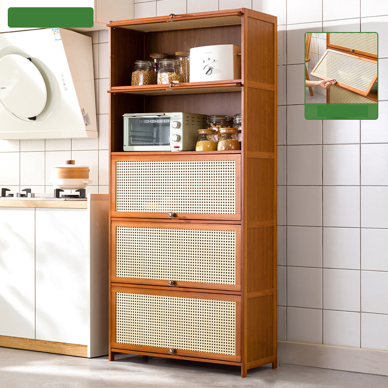 Mid-Century Modern Rectangle Cabinet with Wicker&Rattan Doors 31.5"L x 12.6"W x 67.7"H Clearhalo 'Cabinets & Chests' 'cabinets_chests' 'furn' 'furn_cabinets_chests' 'Furniture' 'Living Room Furniture' 6574252