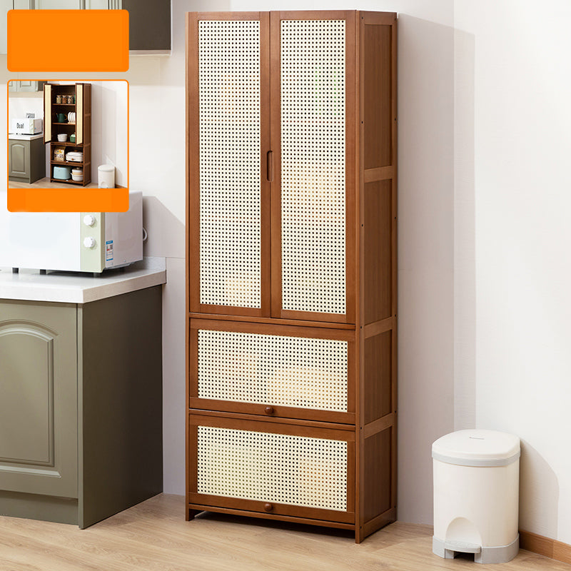 Mid-Century Modern Rectangle Cabinet with Wicker&Rattan Doors 25.6"L x 12.6"W x 66.9"H Clearhalo 'Cabinets & Chests' 'cabinets_chests' 'furn' 'furn_cabinets_chests' 'Furniture' 'Living Room Furniture' 6574255