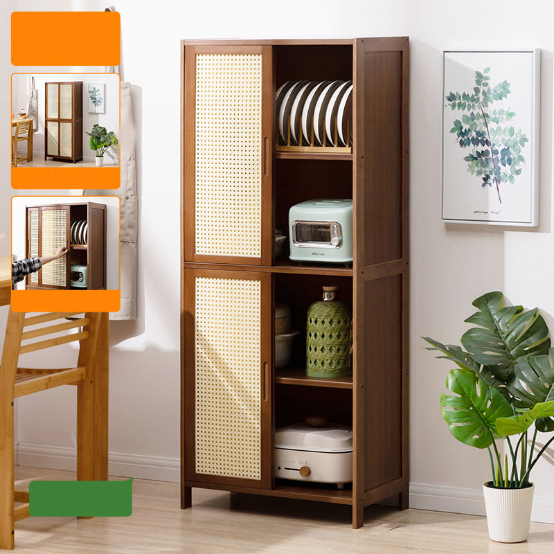 Mid-Century Modern Rectangle Cabinet with Wicker&Rattan Doors 23.6"L x 11.8"W x 55.1"H Clearhalo 'Cabinets & Chests' 'cabinets_chests' 'furn' 'furn_cabinets_chests' 'Furniture' 'Living Room Furniture' 6574257