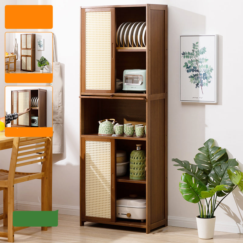 Mid-Century Modern Rectangle Cabinet with Wicker&Rattan Doors 23.6"L x 12.6"W x 66.9"H Clearhalo 'Cabinets & Chests' 'cabinets_chests' 'furn' 'furn_cabinets_chests' 'Furniture' 'Living Room Furniture' 6574258