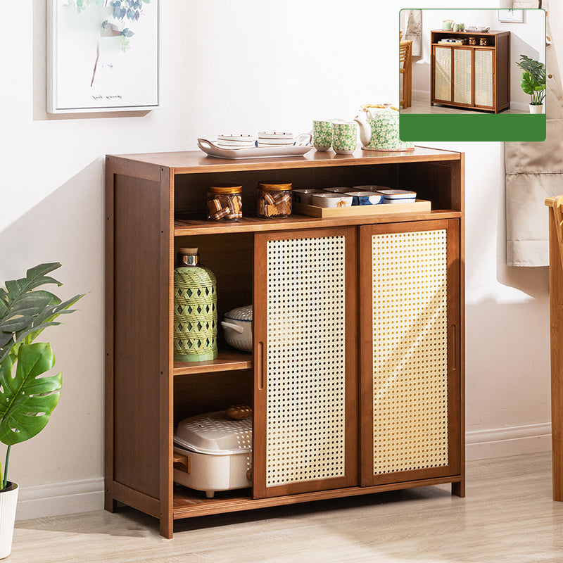 Mid-Century Modern Rectangle Cabinet with Wicker&Rattan Doors 34"L x 13"W x 34"H Clearhalo 'Cabinets & Chests' 'cabinets_chests' 'furn' 'furn_cabinets_chests' 'Furniture' 'Living Room Furniture' 6574259