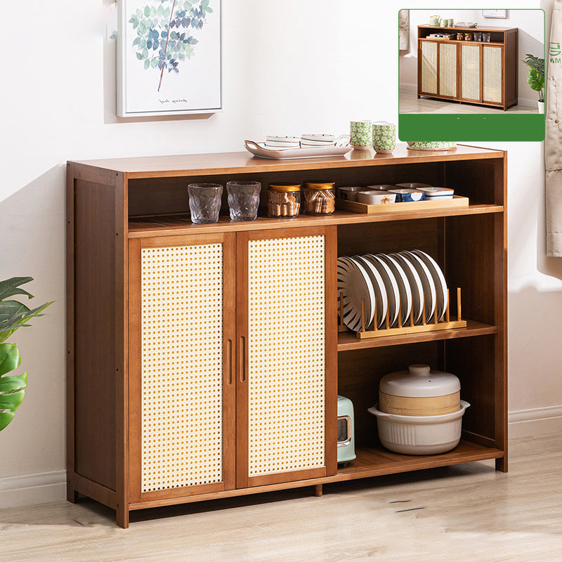 Mid-Century Modern Rectangle Cabinet with Wicker&Rattan Doors 46"L x 13"W x 34"H Clearhalo 'Cabinets & Chests' 'cabinets_chests' 'furn' 'furn_cabinets_chests' 'Furniture' 'Living Room Furniture' 6574260