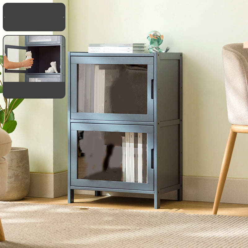 Modern Accent Cabinet with Doors and Straight Legs for Living Room 2 Shelf Not Included Transparent Glass Clearhalo 'Cabinets & Chests' 'cabinets_chests' 'furn' 'furn_cabinets_chests' 'Furniture' 'Living Room Furniture' 6574337