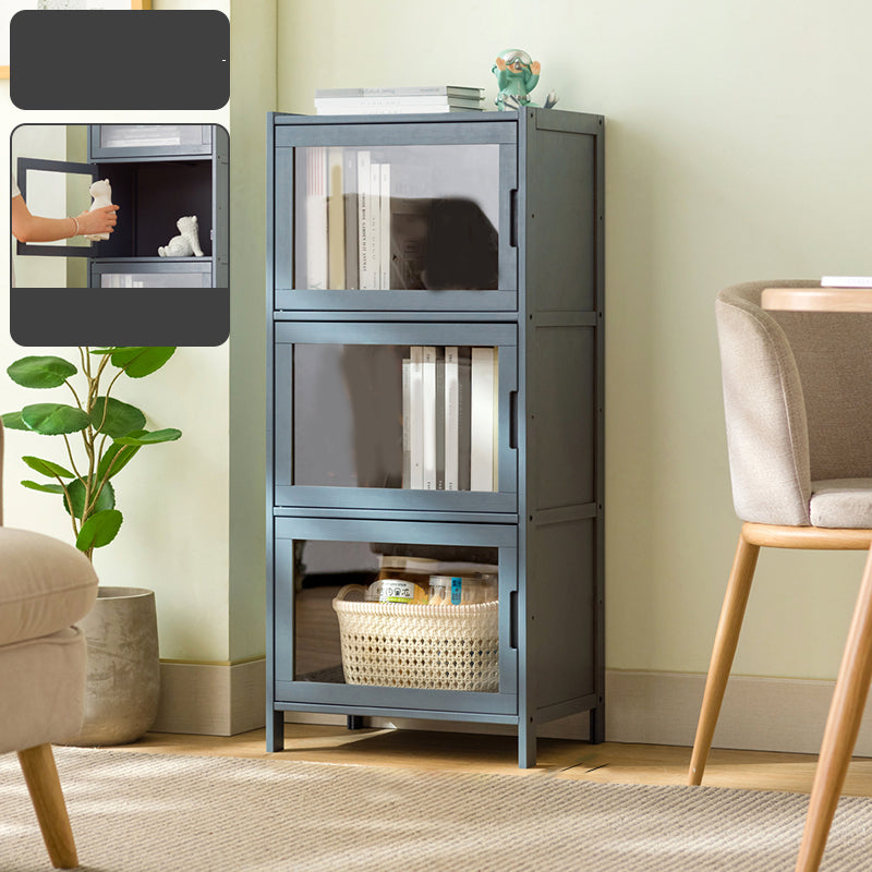 Modern Accent Cabinet with Doors and Straight Legs for Living Room 3 Shelf Not Included Transparent Glass Clearhalo 'Cabinets & Chests' 'cabinets_chests' 'furn' 'furn_cabinets_chests' 'Furniture' 'Living Room Furniture' 6574339