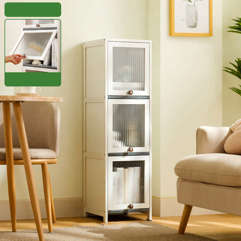 Contemporary White Cabinet with Glass Doors and Legs in Solid Wood 12&quot;L x 13&quot;W x 41&quot;H Clearhalo &#39;Cabinets &amp; Chests&#39; &#39;cabinets_chests&#39; &#39;furn&#39; &#39;furn_cabinets_chests&#39; &#39;Furniture&#39; &#39;Living Room Furniture&#39; 6574363