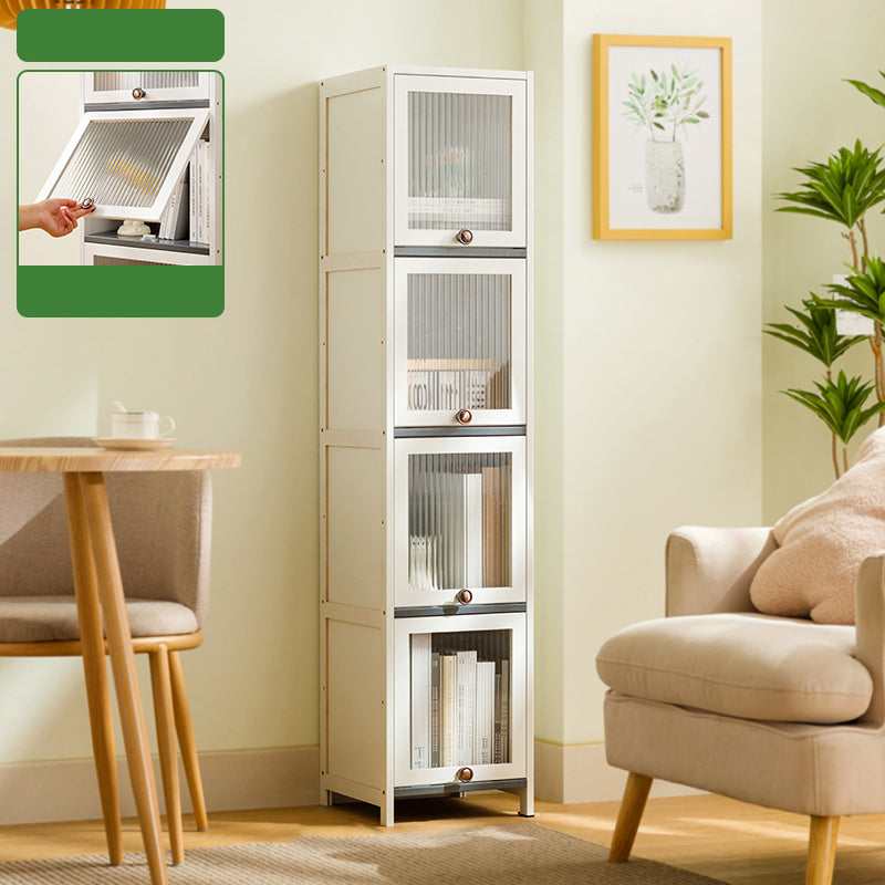 Contemporary White Cabinet with Glass Doors and Legs in Solid Wood 12&quot;L x 13&quot;W x 55&quot;H Clearhalo &#39;Cabinets &amp; Chests&#39; &#39;cabinets_chests&#39; &#39;furn&#39; &#39;furn_cabinets_chests&#39; &#39;Furniture&#39; &#39;Living Room Furniture&#39; 6574366