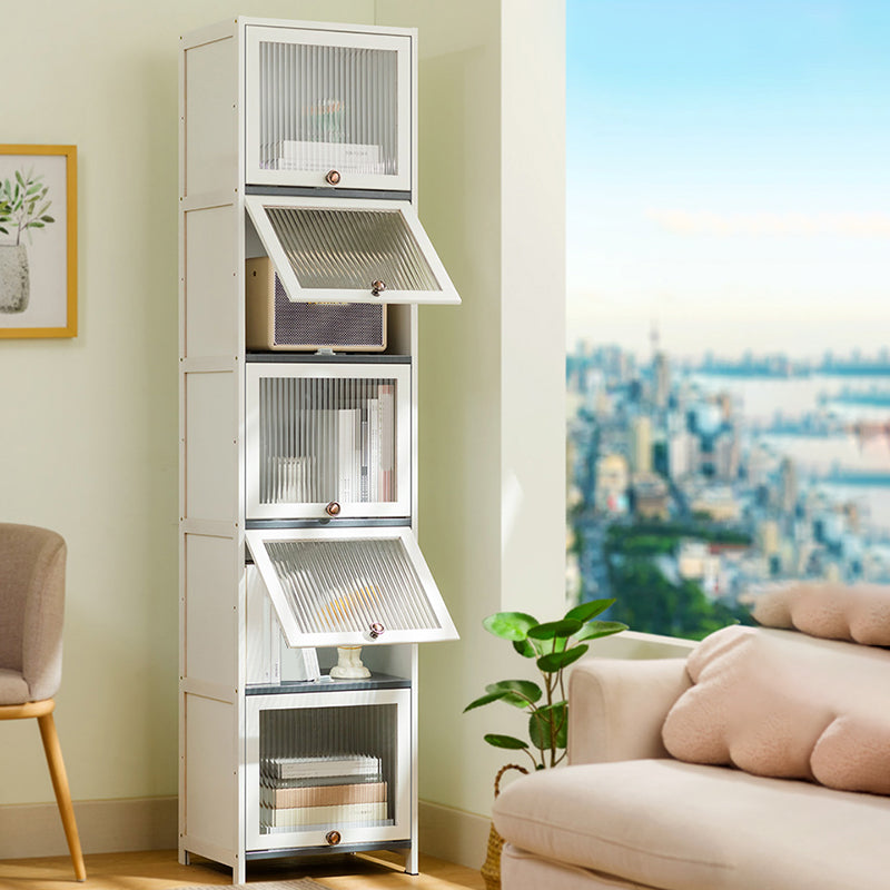 Contemporary White Cabinet with Glass Doors and Legs in Solid Wood Clearhalo &#39;Cabinets &amp; Chests&#39; &#39;cabinets_chests&#39; &#39;furn&#39; &#39;furn_cabinets_chests&#39; &#39;Furniture&#39; &#39;Living Room Furniture&#39; 6574367