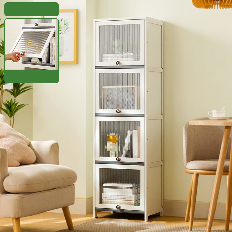 Contemporary White Cabinet with Glass Doors and Legs in Solid Wood 16&quot;L x 13&quot;W x 55&quot;H Clearhalo &#39;Cabinets &amp; Chests&#39; &#39;cabinets_chests&#39; &#39;furn&#39; &#39;furn_cabinets_chests&#39; &#39;Furniture&#39; &#39;Living Room Furniture&#39; 6574368