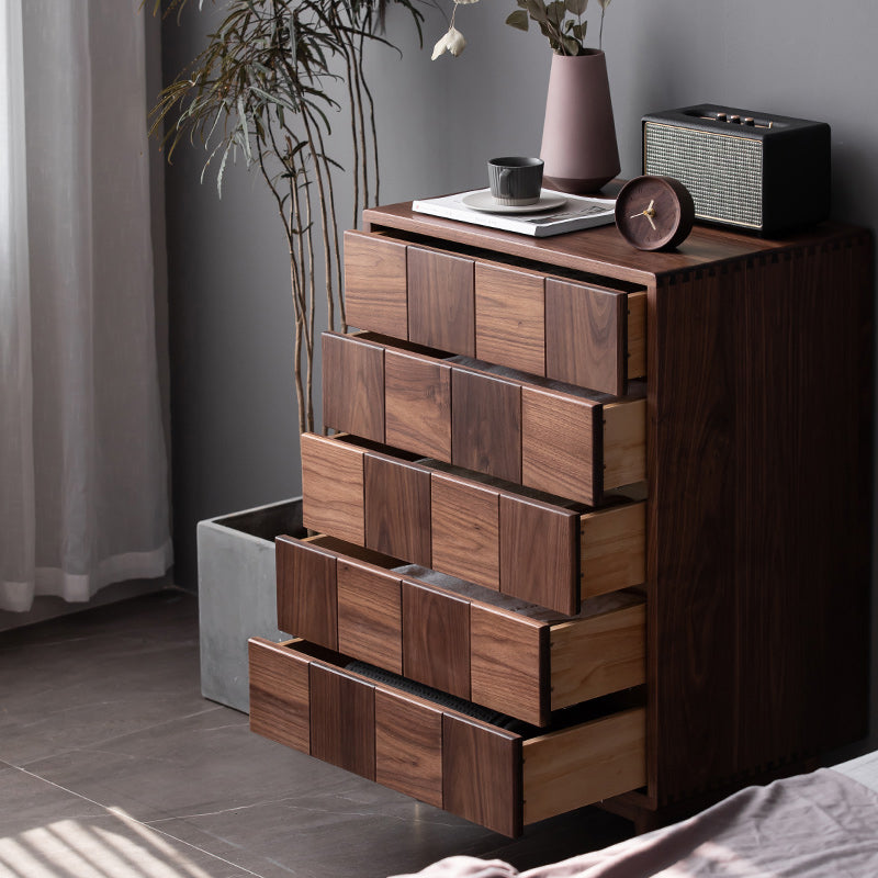 37.40" Tall Wood Accent Cabinet 5-Drawer Rectangular Accent Chest Clearhalo 'Cabinets & Chests' 'cabinets_chests' 'furn' 'furn_cabinets_chests' 'Furniture' 'Living Room Furniture' 6574387