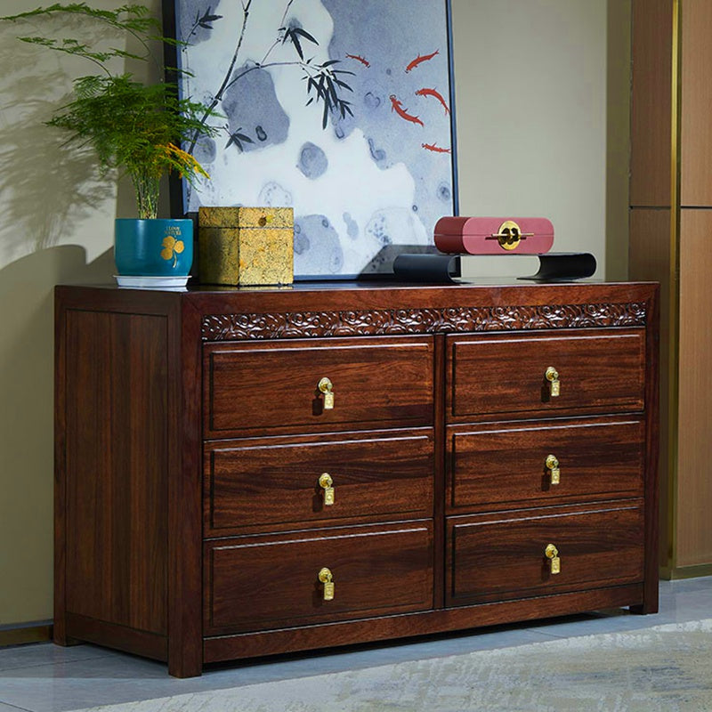 Mid-Century Modern Solid Wood Chest 27.56" Tall 6 - Drawer Accent Chest Clearhalo 'Cabinets & Chests' 'cabinets_chests' 'furn' 'furn_cabinets_chests' 'Furniture' 'Living Room Furniture' 6574446