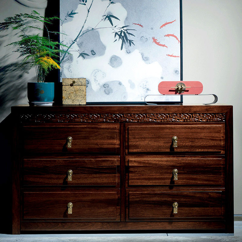 Mid-Century Modern Solid Wood Chest 27.56" Tall 6 - Drawer Accent Chest Clearhalo 'Cabinets & Chests' 'cabinets_chests' 'furn' 'furn_cabinets_chests' 'Furniture' 'Living Room Furniture' 6574449