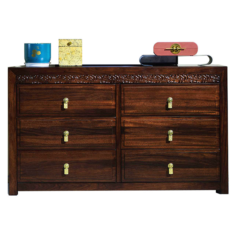 Mid-Century Modern Solid Wood Chest 27.56" Tall 6 - Drawer Accent Chest Clearhalo 'Cabinets & Chests' 'cabinets_chests' 'furn' 'furn_cabinets_chests' 'Furniture' 'Living Room Furniture' 6574451
