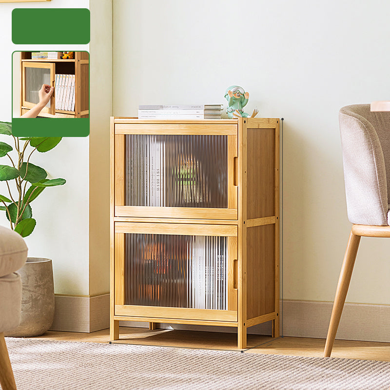 Scandinavian Accent Cabinet with Grooves Doors and Straight Legs 2 Vertical Glass Clearhalo 'Cabinets & Chests' 'cabinets_chests' 'furn' 'furn_cabinets_chests' 'Furniture' 'Living Room Furniture' 6574458