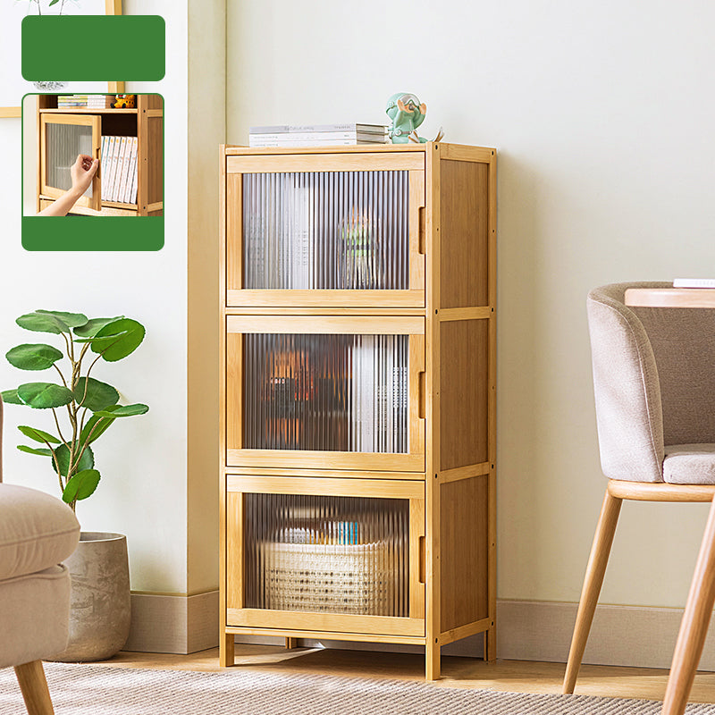 Scandinavian Accent Cabinet with Grooves Doors and Straight Legs 3 Vertical Glass Clearhalo 'Cabinets & Chests' 'cabinets_chests' 'furn' 'furn_cabinets_chests' 'Furniture' 'Living Room Furniture' 6574459