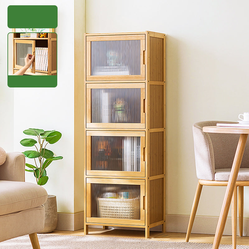 Scandinavian Accent Cabinet with Grooves Doors and Straight Legs 4 Vertical Glass Clearhalo 'Cabinets & Chests' 'cabinets_chests' 'furn' 'furn_cabinets_chests' 'Furniture' 'Living Room Furniture' 6574461