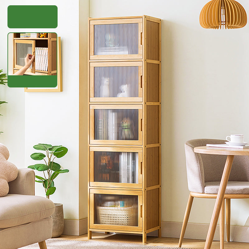 Scandinavian Accent Cabinet with Grooves Doors and Straight Legs 5 Vertical Glass Clearhalo 'Cabinets & Chests' 'cabinets_chests' 'furn' 'furn_cabinets_chests' 'Furniture' 'Living Room Furniture' 6574463