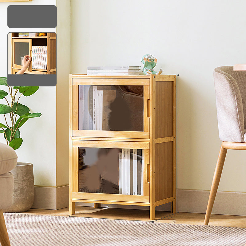 Scandinavian Accent Cabinet with Grooves Doors and Straight Legs 2 Glass Clearhalo 'Cabinets & Chests' 'cabinets_chests' 'furn' 'furn_cabinets_chests' 'Furniture' 'Living Room Furniture' 6574478