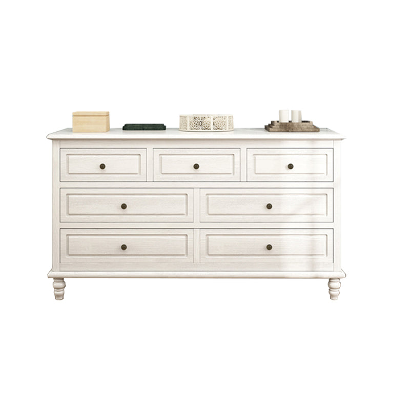 Mid-Century Modern White Chest with 7 Drawers and Turned Legs Clearhalo 'Cabinets & Chests' 'cabinets_chests' 'furn' 'furn_cabinets_chests' 'Furniture' 'Living Room Furniture' 6574502
