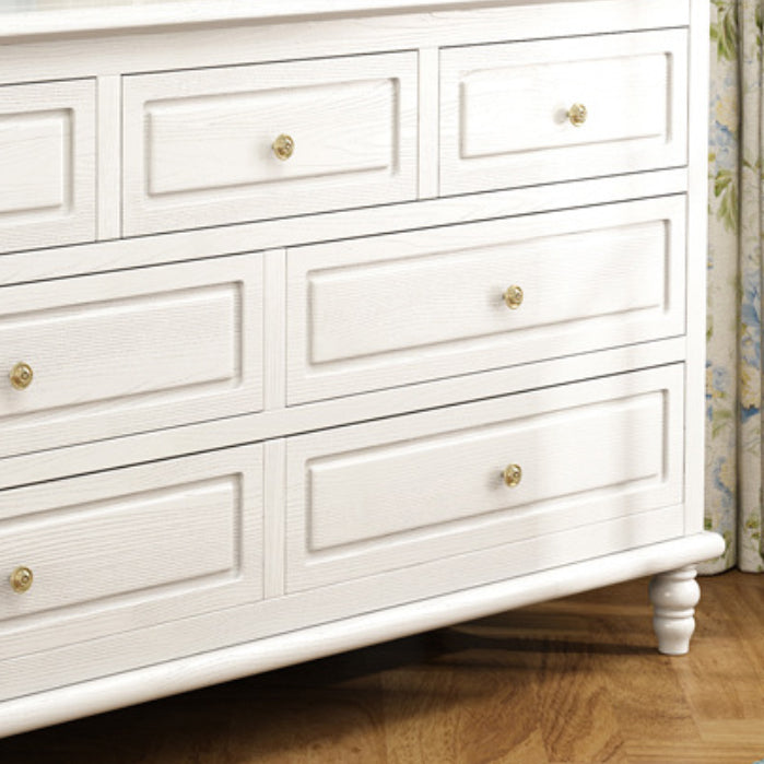 Mid-Century Modern White Chest with 7 Drawers and Turned Legs Clearhalo 'Cabinets & Chests' 'cabinets_chests' 'furn' 'furn_cabinets_chests' 'Furniture' 'Living Room Furniture' 6574503