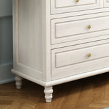 Mid-Century Modern White Chest with 7 Drawers and Turned Legs Clearhalo 'Cabinets & Chests' 'cabinets_chests' 'furn' 'furn_cabinets_chests' 'Furniture' 'Living Room Furniture' 6574504