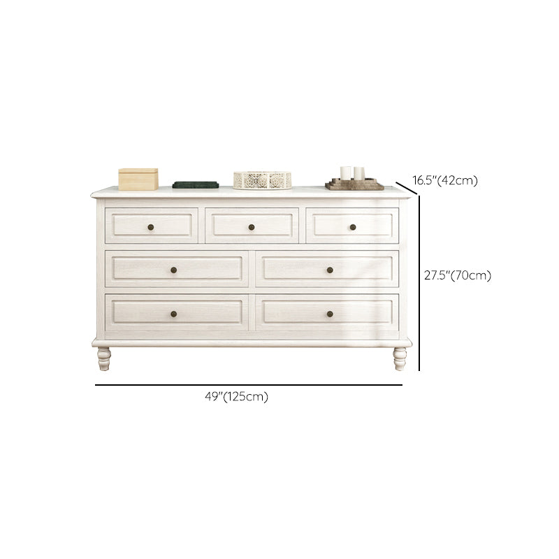 Mid-Century Modern White Chest with 7 Drawers and Turned Legs Clearhalo 'Cabinets & Chests' 'cabinets_chests' 'furn' 'furn_cabinets_chests' 'Furniture' 'Living Room Furniture' 6574507