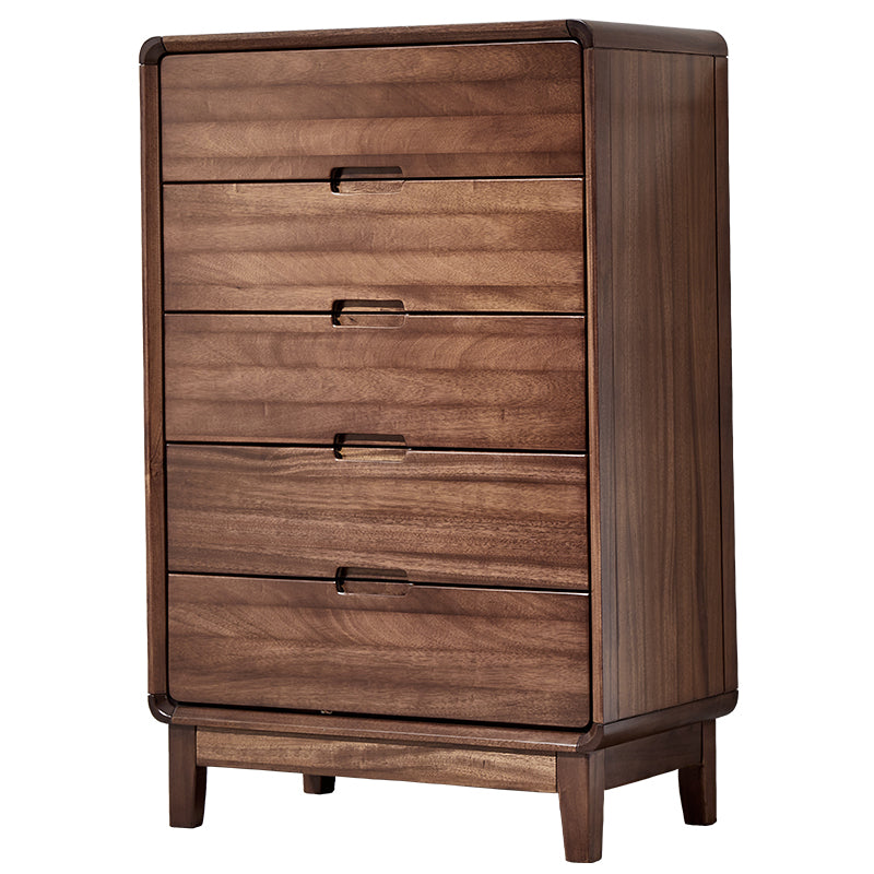Mid-Century Modern Walnut Chest with 5 Drawers Rectangle Chest in Brone Clearhalo 'Cabinets & Chests' 'cabinets_chests' 'furn' 'furn_cabinets_chests' 'Furniture' 'Living Room Furniture' 6574532