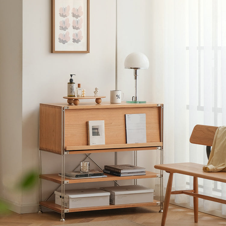 Industrial Accent Cabinet with 2 Shelves and 1 Door in Solid Wood Clearhalo 'Cabinets & Chests' 'cabinets_chests' 'furn' 'furn_cabinets_chests' 'Furniture' 'Living Room Furniture' 6574540