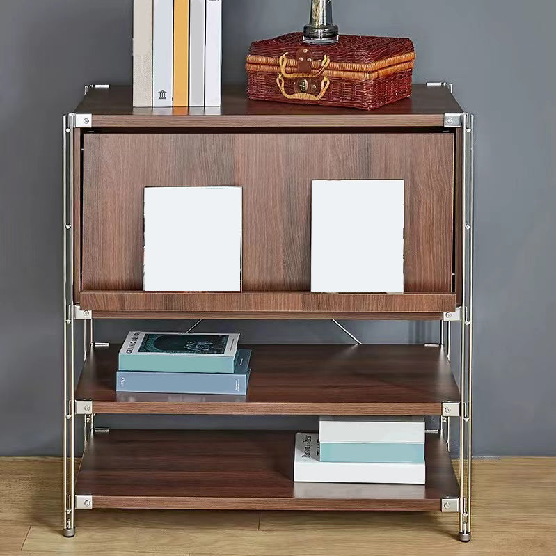 Industrial Accent Cabinet with 2 Shelves and 1 Door in Solid Wood Walnut Wood Clearhalo 'Cabinets & Chests' 'cabinets_chests' 'furn' 'furn_cabinets_chests' 'Furniture' 'Living Room Furniture' 6574543