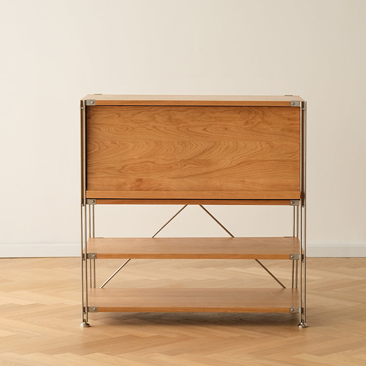 Industrial Accent Cabinet with 2 Shelves and 1 Door in Solid Wood Clearhalo 'Cabinets & Chests' 'cabinets_chests' 'furn' 'furn_cabinets_chests' 'Furniture' 'Living Room Furniture' 6574551