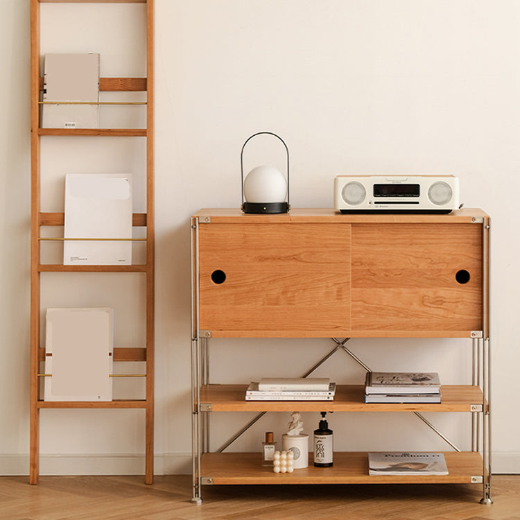 Industrial Accent Cabinet with 2 Shelves and 1 Door in Solid Wood Clearhalo 'Cabinets & Chests' 'cabinets_chests' 'furn' 'furn_cabinets_chests' 'Furniture' 'Living Room Furniture' 6574552