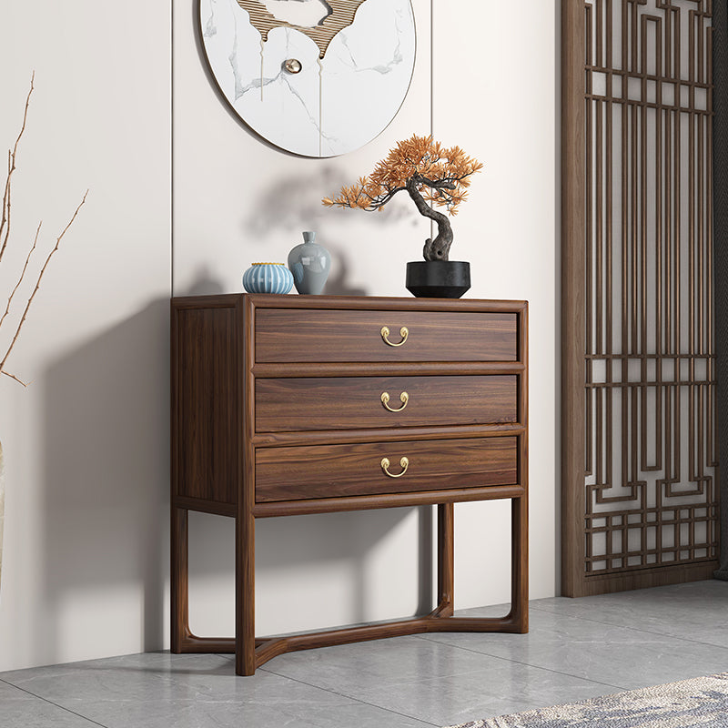 Dark Brown 3 Drawers Chest 14.97" Wide Solid Wood Accent Chest Clearhalo 'Cabinets & Chests' 'cabinets_chests' 'furn' 'furn_cabinets_chests' 'Furniture' 'Living Room Furniture' 6574560
