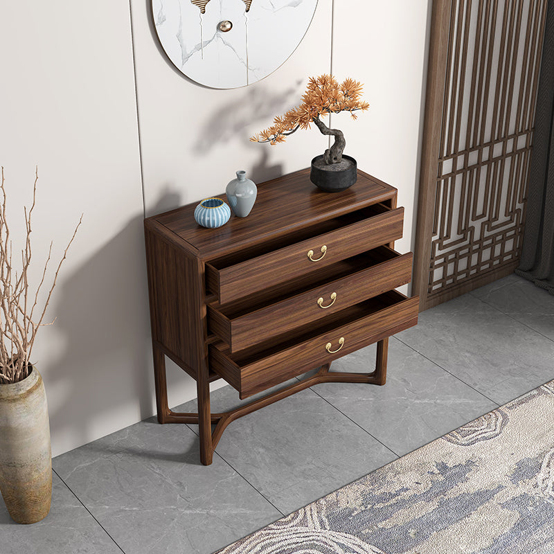 Dark Brown 3 Drawers Chest 14.97" Wide Solid Wood Accent Chest Clearhalo 'Cabinets & Chests' 'cabinets_chests' 'furn' 'furn_cabinets_chests' 'Furniture' 'Living Room Furniture' 6574562