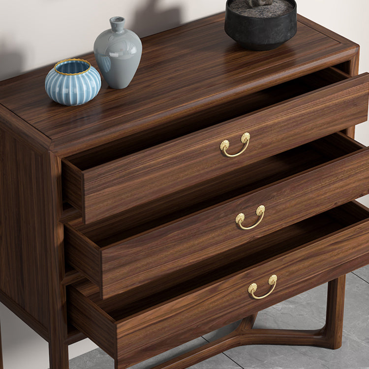 Dark Brown 3 Drawers Chest 14.97" Wide Solid Wood Accent Chest Clearhalo 'Cabinets & Chests' 'cabinets_chests' 'furn' 'furn_cabinets_chests' 'Furniture' 'Living Room Furniture' 6574568