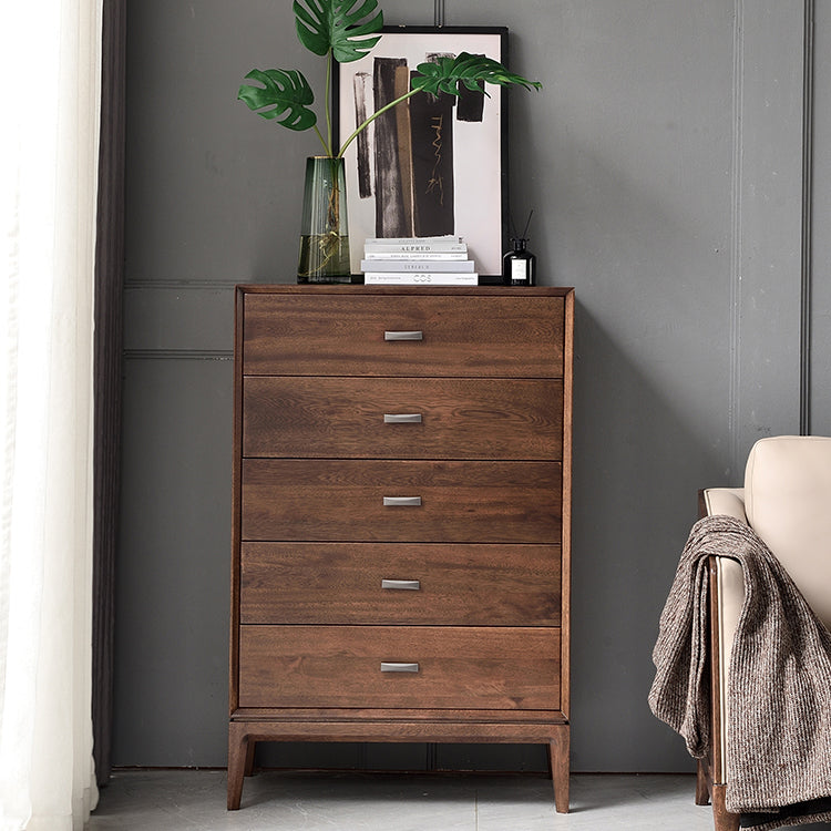 Solid Wood 5- Drawer Accent Chest Brown Chest for Living Room 5 Clearhalo 'Cabinets & Chests' 'cabinets_chests' 'furn' 'furn_cabinets_chests' 'Furniture' 'Living Room Furniture' 6574574