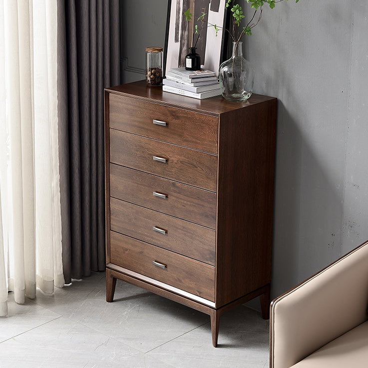 Solid Wood 5- Drawer Accent Chest Brown Chest for Living Room Clearhalo 'Cabinets & Chests' 'cabinets_chests' 'furn' 'furn_cabinets_chests' 'Furniture' 'Living Room Furniture' 6574575