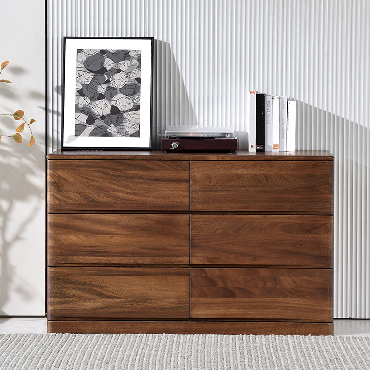 Mid-Century Modern Chest with 6 Drawers in Walnut Rectangle Accent Chest 6 Clearhalo 'Cabinets & Chests' 'cabinets_chests' 'furn' 'furn_cabinets_chests' 'Furniture' 'Living Room Furniture' 6574586