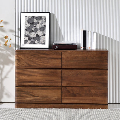 Mid-Century Modern Chest with 6 Drawers in Walnut Rectangle Accent Chest 6 Clearhalo 'Cabinets & Chests' 'cabinets_chests' 'furn' 'furn_cabinets_chests' 'Furniture' 'Living Room Furniture' 6574586
