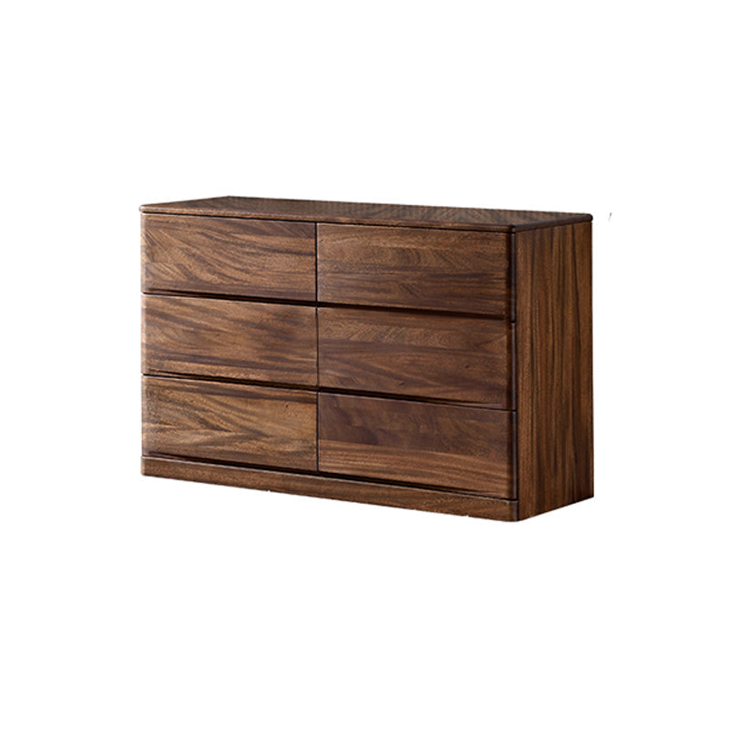 Mid-Century Modern Chest with 6 Drawers in Walnut Rectangle Accent Chest Clearhalo 'Cabinets & Chests' 'cabinets_chests' 'furn' 'furn_cabinets_chests' 'Furniture' 'Living Room Furniture' 6574593