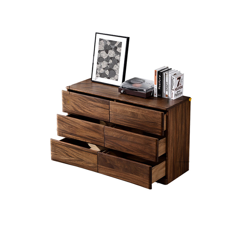 Mid-Century Modern Chest with 6 Drawers in Walnut Rectangle Accent Chest Clearhalo 'Cabinets & Chests' 'cabinets_chests' 'furn' 'furn_cabinets_chests' 'Furniture' 'Living Room Furniture' 6574594