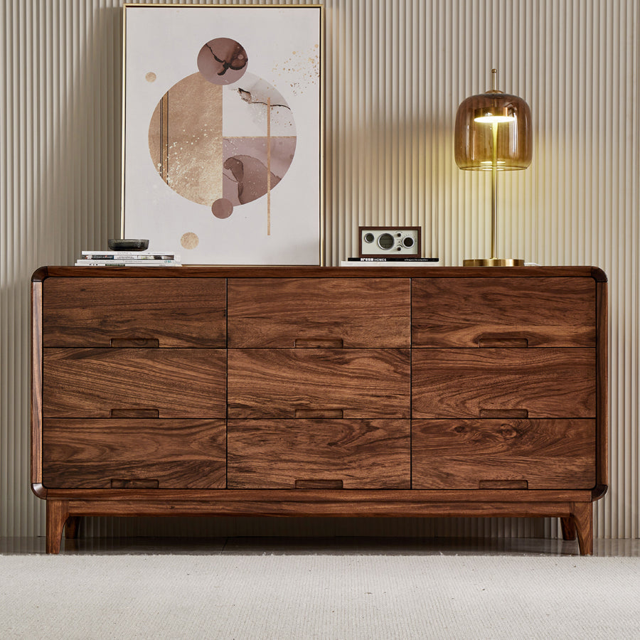 Mid-Century Modern Chest with Drawers and Straight Legs in Solid Wood Clearhalo 'Cabinets & Chests' 'cabinets_chests' 'furn' 'furn_cabinets_chests' 'Furniture' 'Living Room Furniture' 6574598