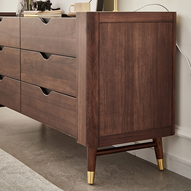 Mid-Century Modern Brown Accent Chest with 6 Soft Close Drawers Clearhalo 'Cabinets & Chests' 'cabinets_chests' 'furn' 'furn_cabinets_chests' 'Furniture' 'Living Room Furniture' 6574616