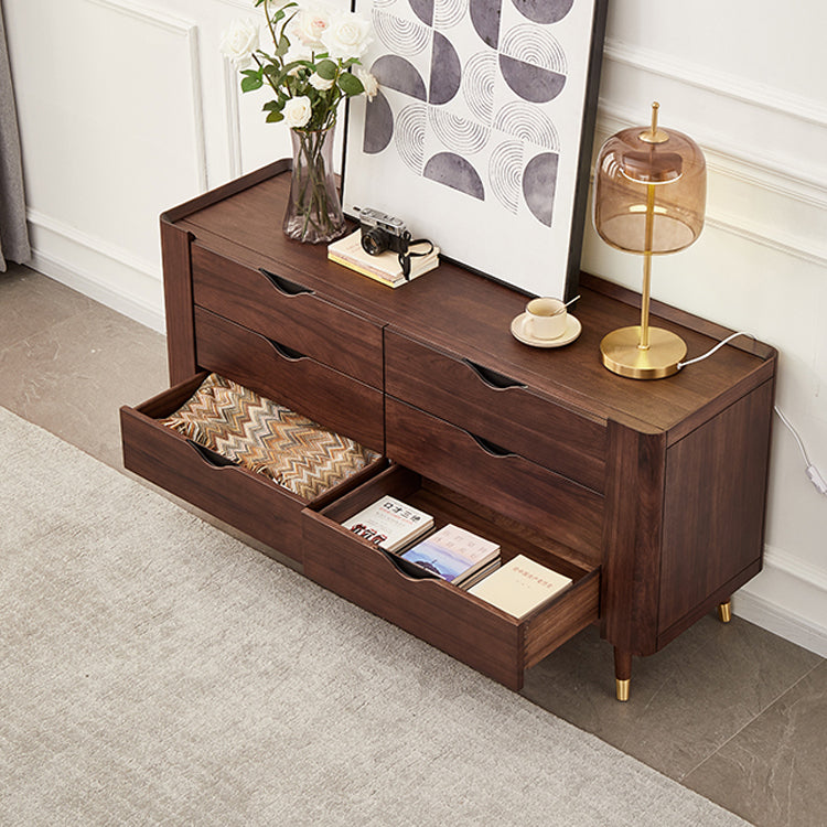 Mid-Century Modern Brown Accent Chest with 6 Soft Close Drawers Clearhalo 'Cabinets & Chests' 'cabinets_chests' 'furn' 'furn_cabinets_chests' 'Furniture' 'Living Room Furniture' 6574621