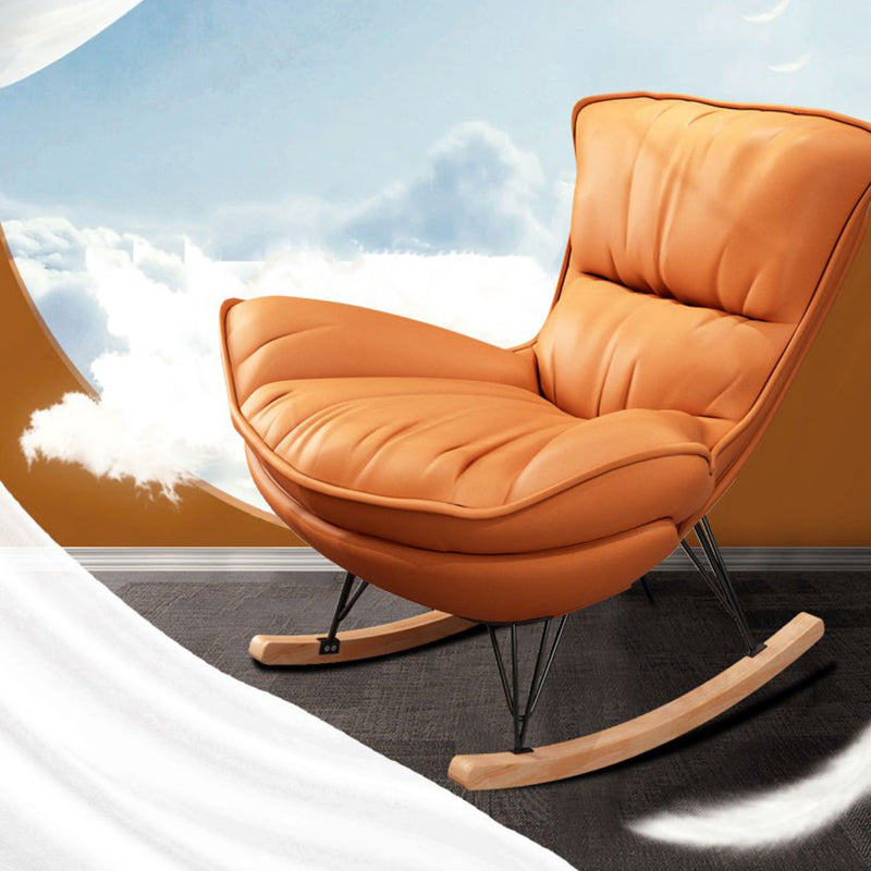 Chaise de planeurs moderne Couleur pure Métal des jambes sombres chaise à bascule avec ottoman