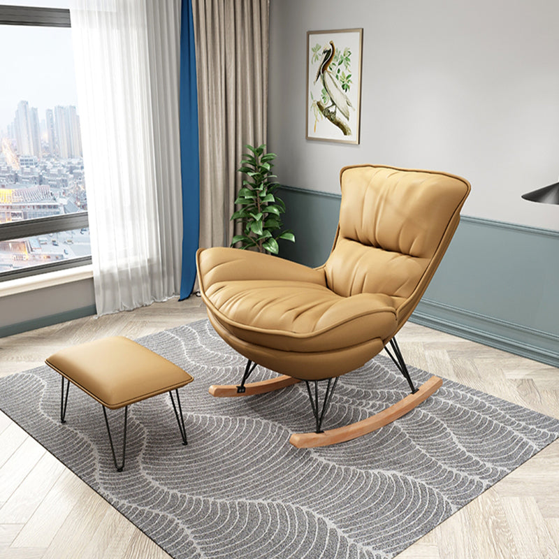 Contemporary Rocking Chair Cotton Upholstered Tufted Metal Frame Baby Rocking Chair