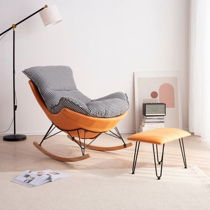 Chaise à bascule contemporaine tissu rembourré de chaise à bascule bébé à bascule en métal tufted chaise de bébé