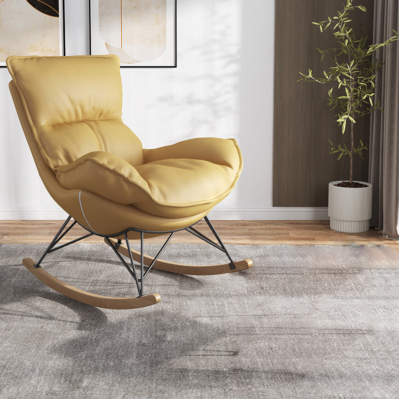 Sedia a dondolo contemporanea in finta pelle per aliante impermeabile con cuscini rimovibili